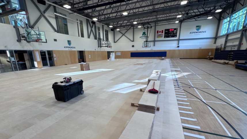 Gym floor at aspengrove school